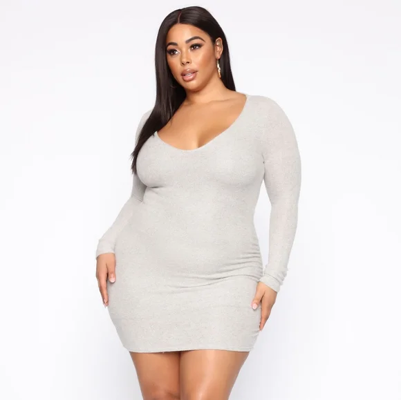 plus size sweater dress fashion nova Comfy Bodycon Sweater Dress With Knot Detail – Lifeaslachae.co main image 1